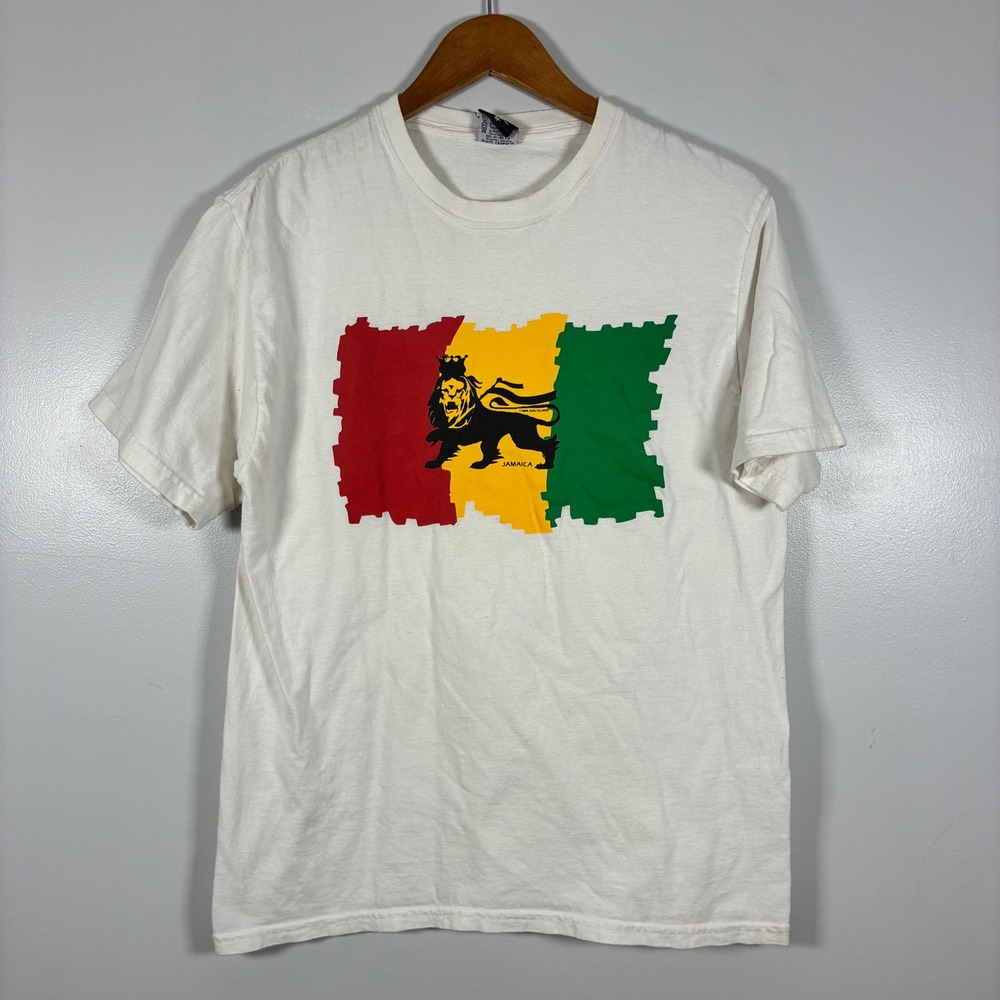 Vtg Irie Vibes T-Shirt M Rasta Lion of Judah Jamaica Reggae Bob Marley One Love